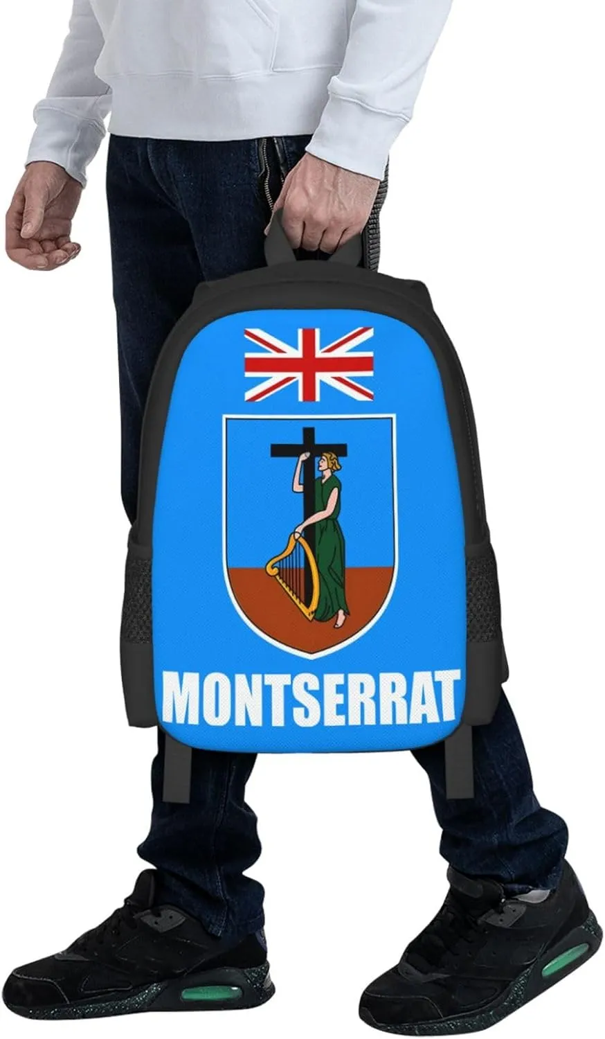 Montserrat Flag Travel Backpack Casual Backpacks 15 Inch Laptop Back Pack Lightweight Rucksack Outdoor Sport Daypack Large Bags for Working Camping Hiking