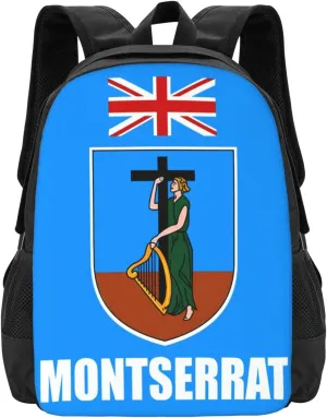 Montserrat Flag Travel Backpack Casual Backpacks 15 Inch Laptop Back Pack Lightweight Rucksack Outdoor Sport Daypack Large Bags for Working Camping Hiking