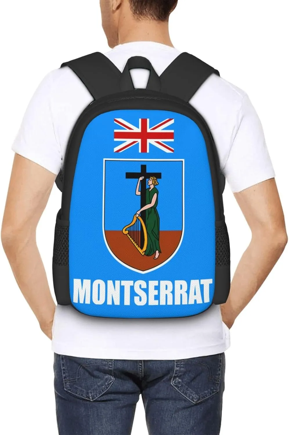 Montserrat Flag Travel Backpack Casual Backpacks 15 Inch Laptop Back Pack Lightweight Rucksack Outdoor Sport Daypack Large Bags for Working Camping Hiking
