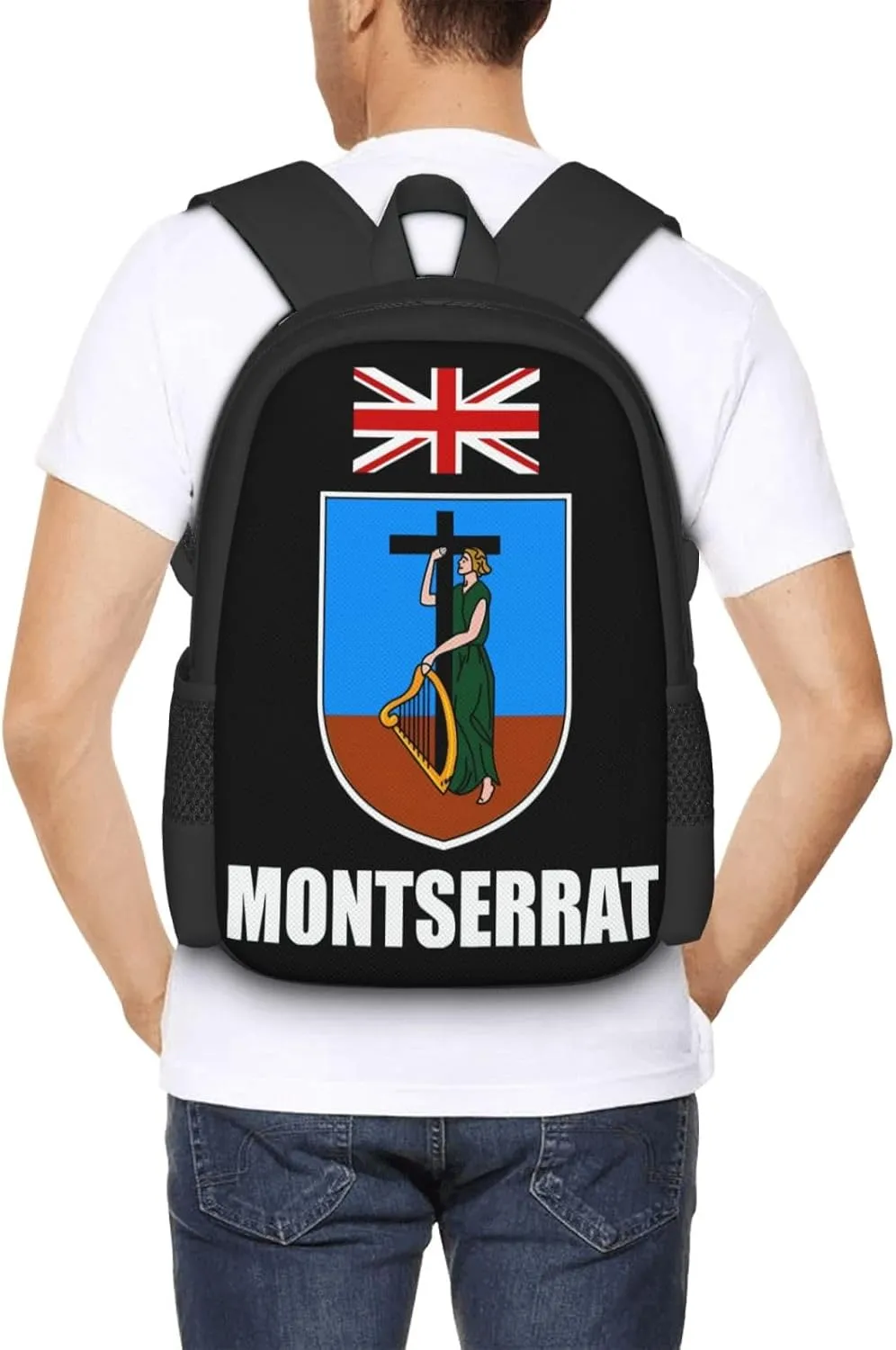 Montserrat Flag Travel Backpack Casual Backpacks 15 Inch Laptop Back Pack Lightweight Rucksack Outdoor Sport Daypack Large Bags for Working Camping Hiking