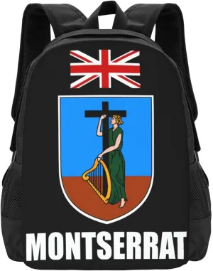 Montserrat Flag Travel Backpack Casual Backpacks 15 Inch Laptop Back Pack Lightweight Rucksack Outdoor Sport Daypack Large Bags for Working Camping Hiking