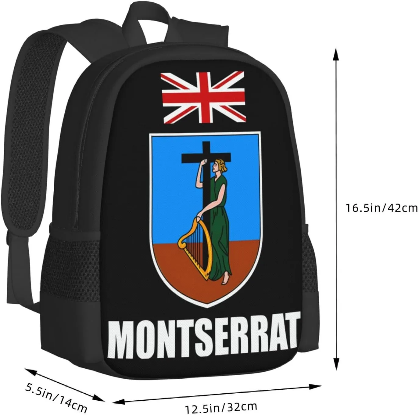 Montserrat Flag Travel Backpack Casual Backpacks 15 Inch Laptop Back Pack Lightweight Rucksack Outdoor Sport Daypack Large Bags for Working Camping Hiking