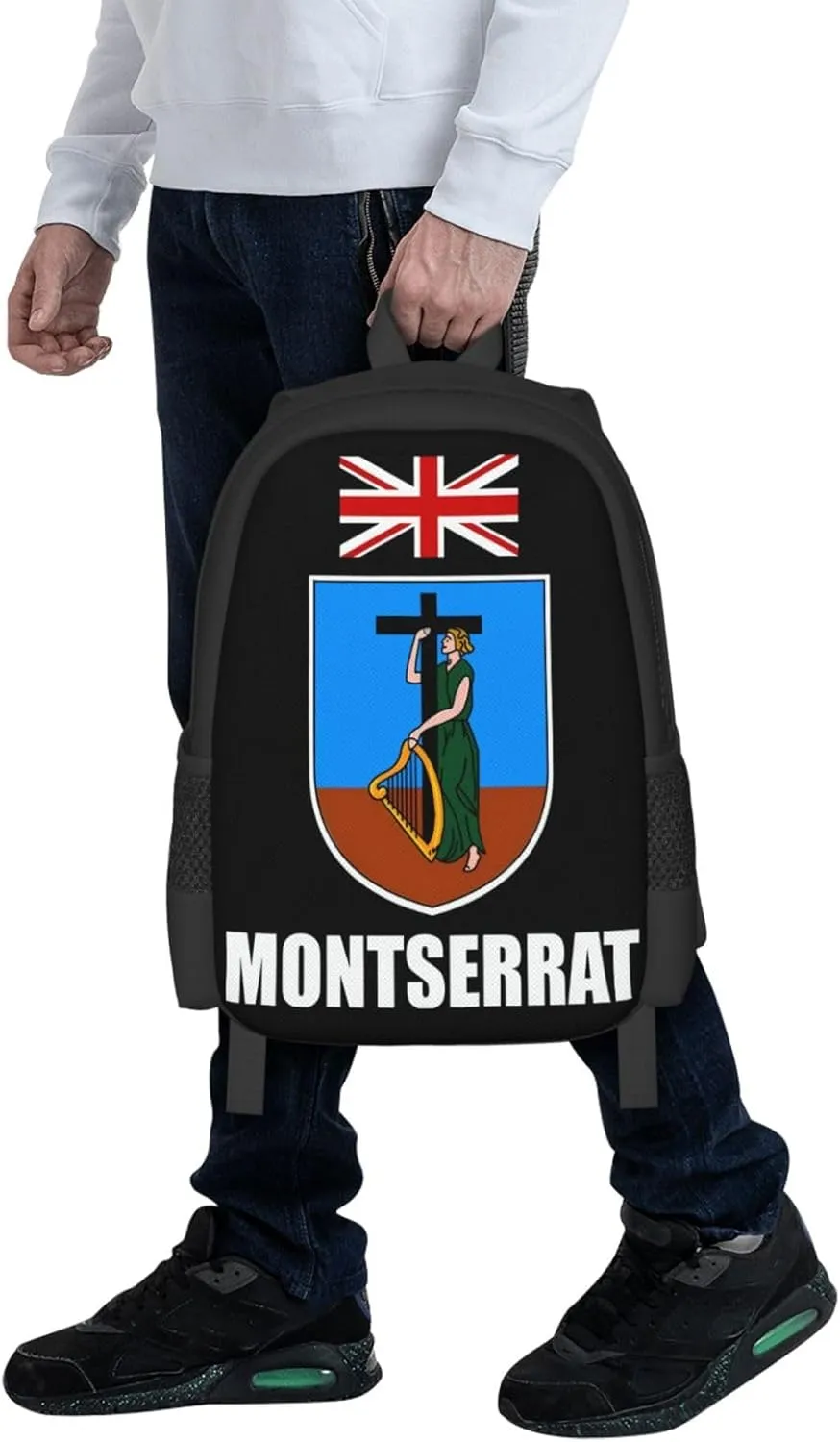 Montserrat Flag Travel Backpack Casual Backpacks 15 Inch Laptop Back Pack Lightweight Rucksack Outdoor Sport Daypack Large Bags for Working Camping Hiking