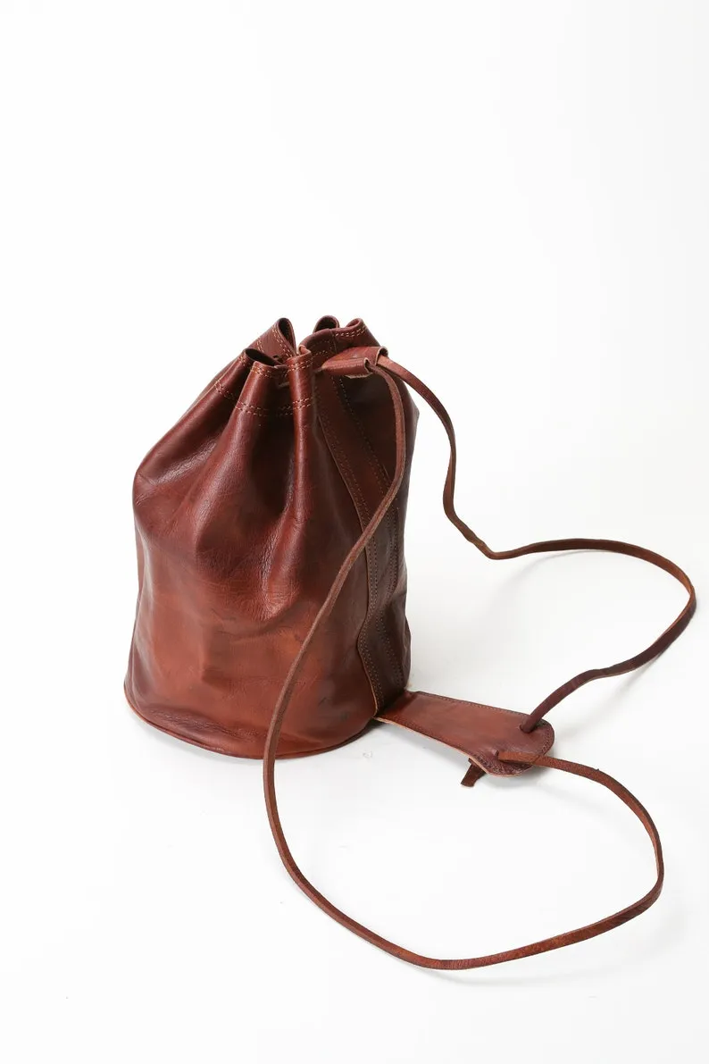 Moroccan Large Sized Mid Leather Backpack - 100% Premium Cowhide Leather