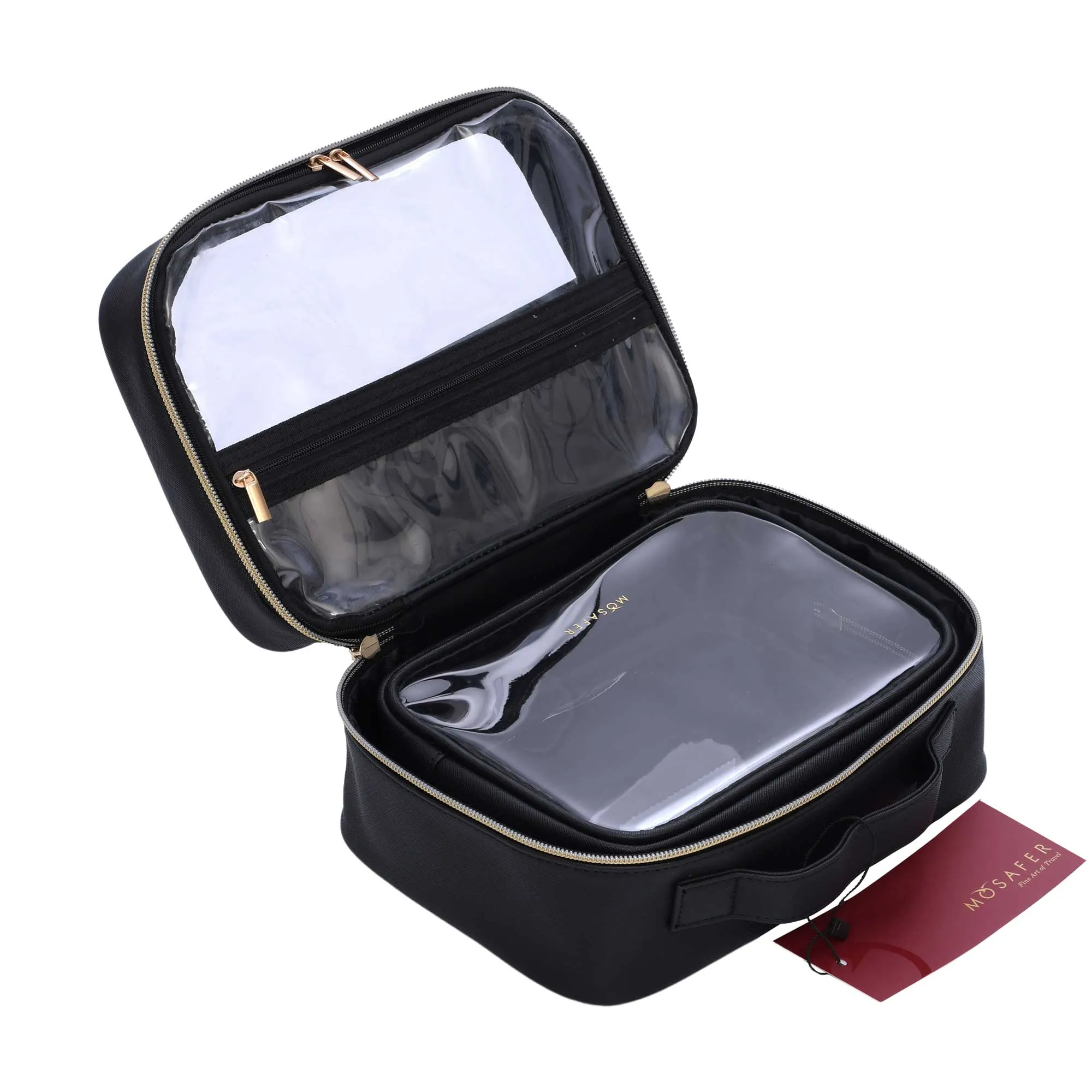 Mosafer Women's Polyester Nude Collection Black  Toiletry, Size : 24X18X11cm