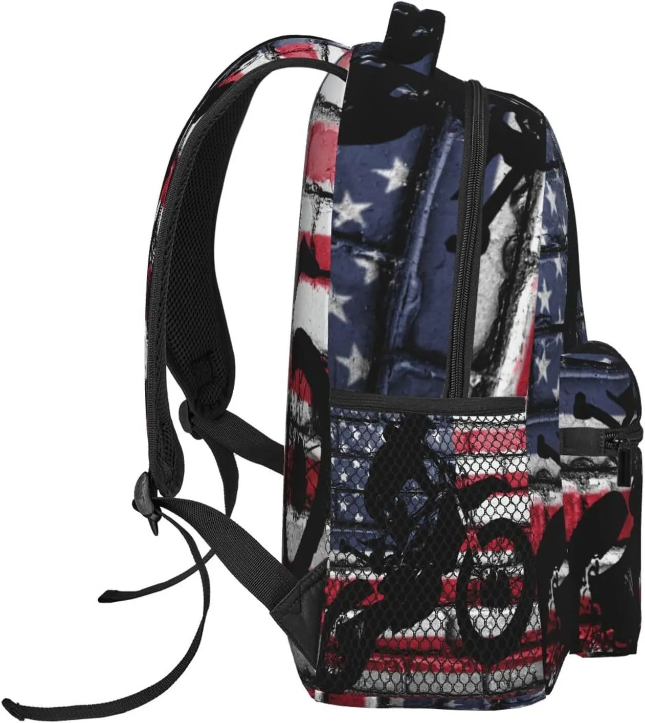 Motocross Dirt Bike American Flag Backpacks 15in Laptop Backpack Multipurpose Double Shoulder Bag For Men Women Gifts