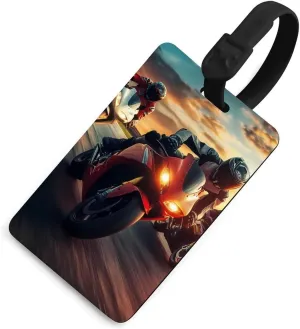 Motorbike Motorcycle Racing Luggage Tag for Travel Bag Cute Suitcase Identify Labels Baggage Tags Black-Style