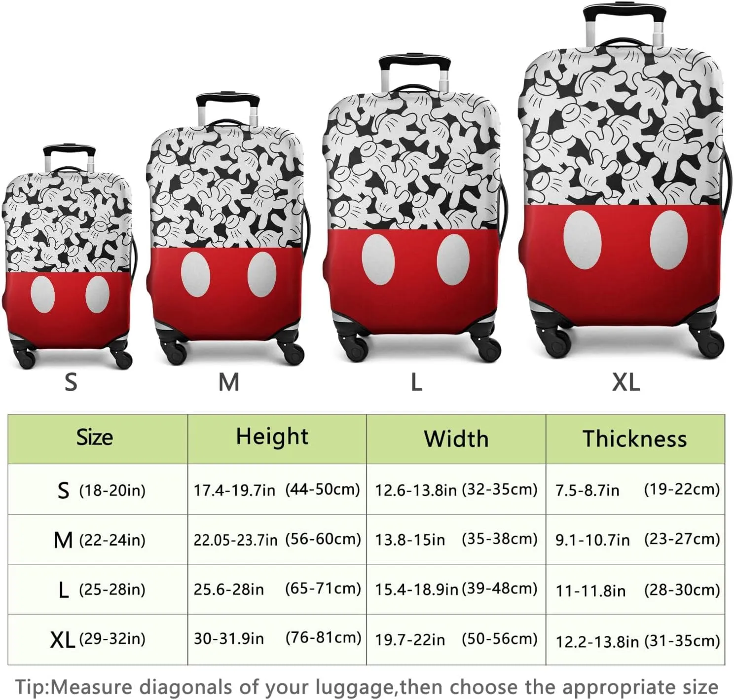 Mouse Hands gesture Luggage Cover Fashion Suitcase Cover Baggage Covers Fit 25-28 Inch Luggage (Go Travel)