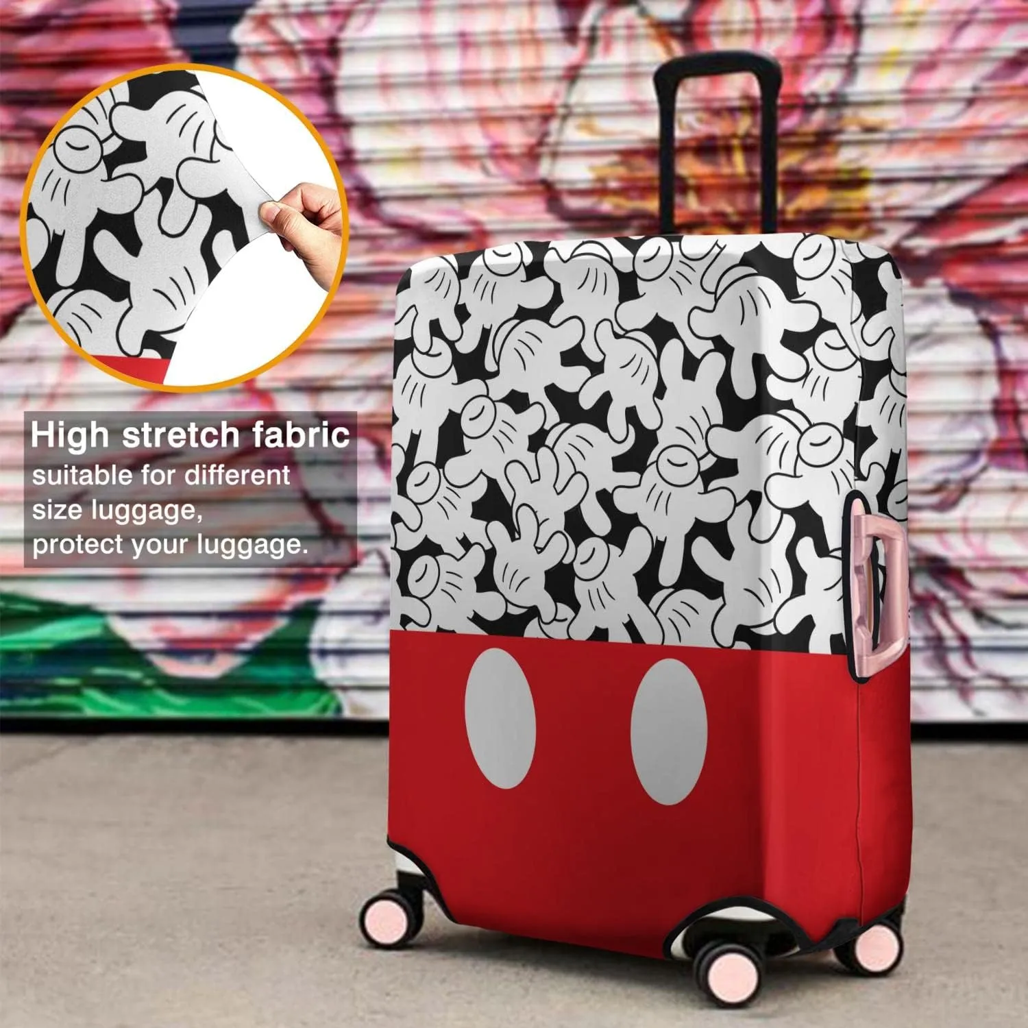 Mouse Hands gesture Luggage Cover Fashion Suitcase Cover Baggage Covers Fit 25-28 Inch Luggage (Go Travel)
