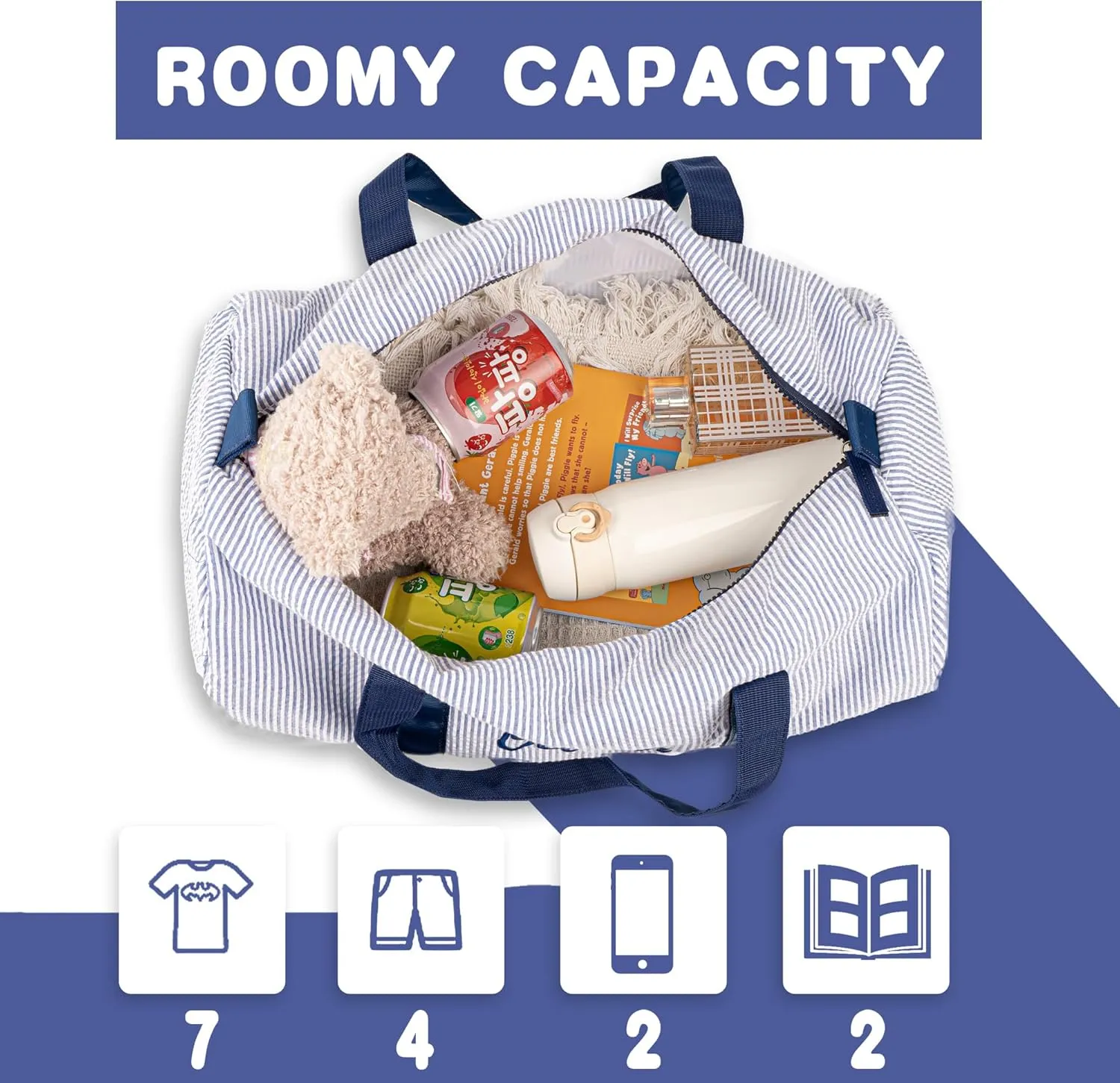 MT WORLD Daycare Backpacks and Travel Duffel Bags Set,Personalized Seersucker Backpacks Overnight Bags,Travel Daypack with Weekender Bag,Overnight Daycare Bag