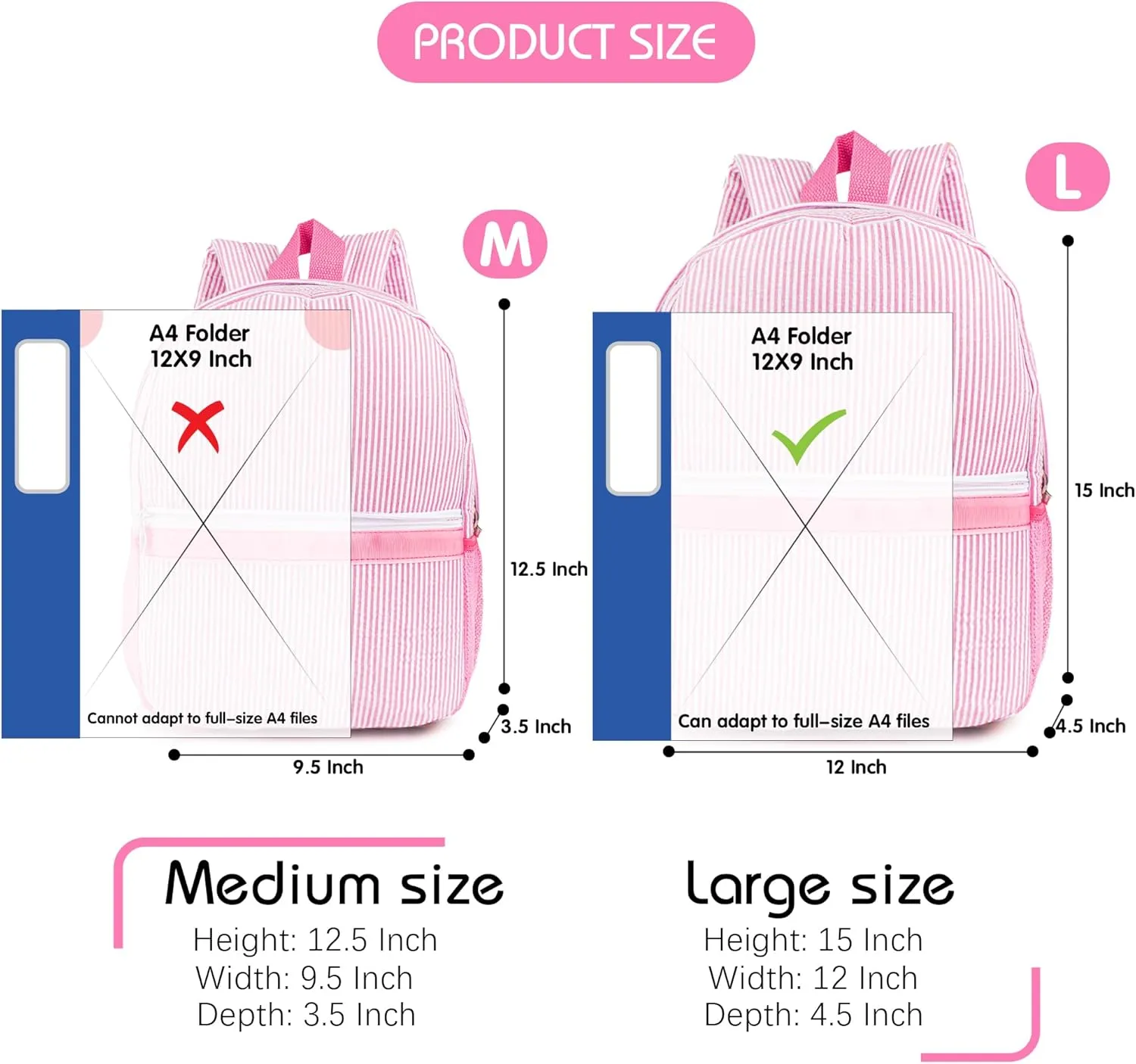 MT WORLD Kids' Backpacks Set Personalized Backpacks with Lunchboxes and Travel Duffel Bag Seersucker Kids Backpacks with Lunch Bag and Overnight Bag Toddler Bookbag and Travel Bag for Girls Boy