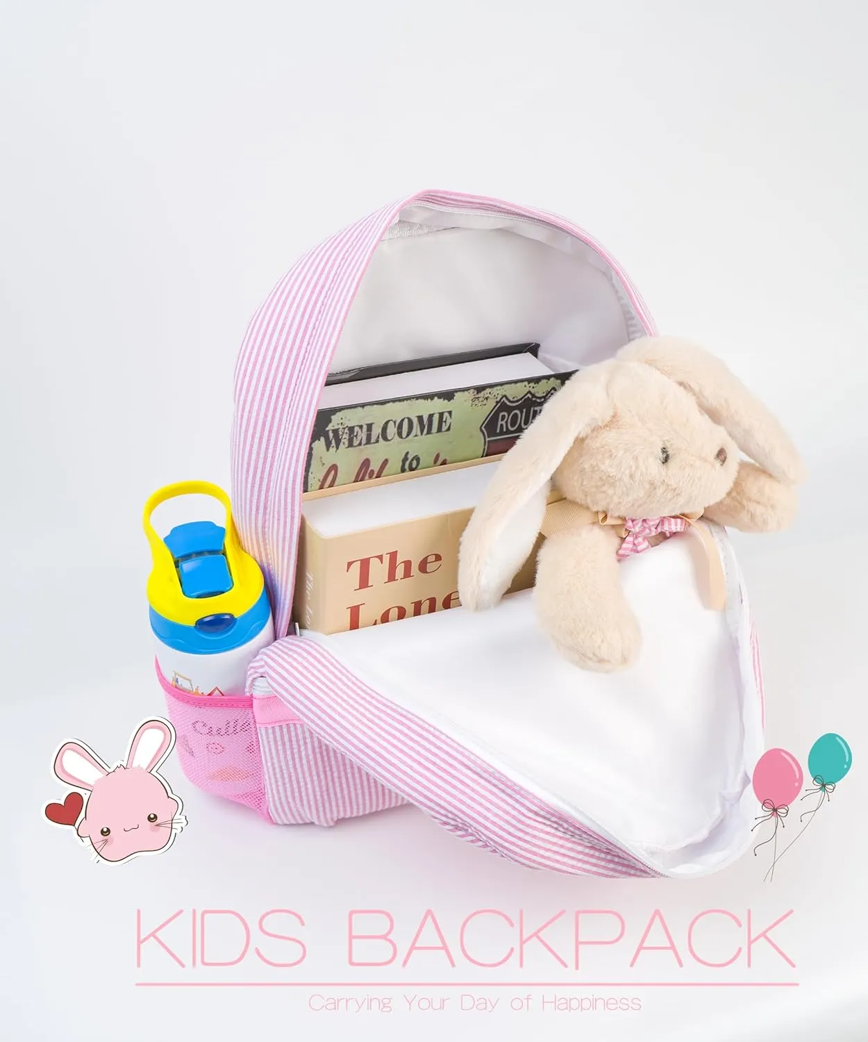 MT WORLD Kids' Backpacks Set Personalized Backpacks with Lunchboxes and Travel Duffel Bag Seersucker Kids Backpacks with Lunch Bag and Overnight Bag Toddler Bookbag and Travel Bag for Girls Boy