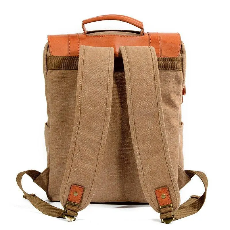 Multi-functional Waterproof Canvas Leather 20 to 35 Litre Backpack