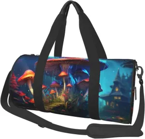 Mysterious Mushroom Travel Duffle Bag Carry On Weekender Overnight Bag Sport Gym Bag for Women Men Foldable Travel Duffle Round Duffle Bag for Travel Sports Gym