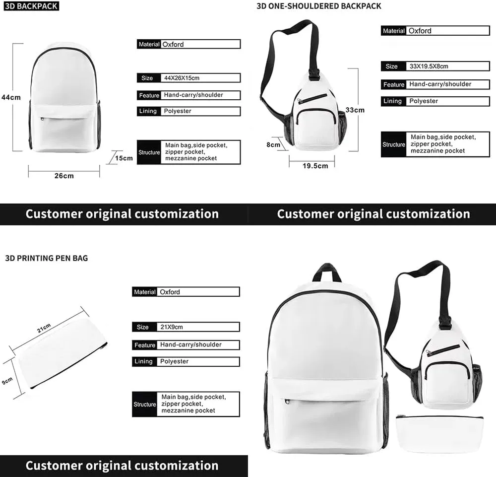 Nate Jackson World Tour Backpack 3 Pieces Sets Cosplay 3D Crossbody Bag Fashion Travel Bag (Red)