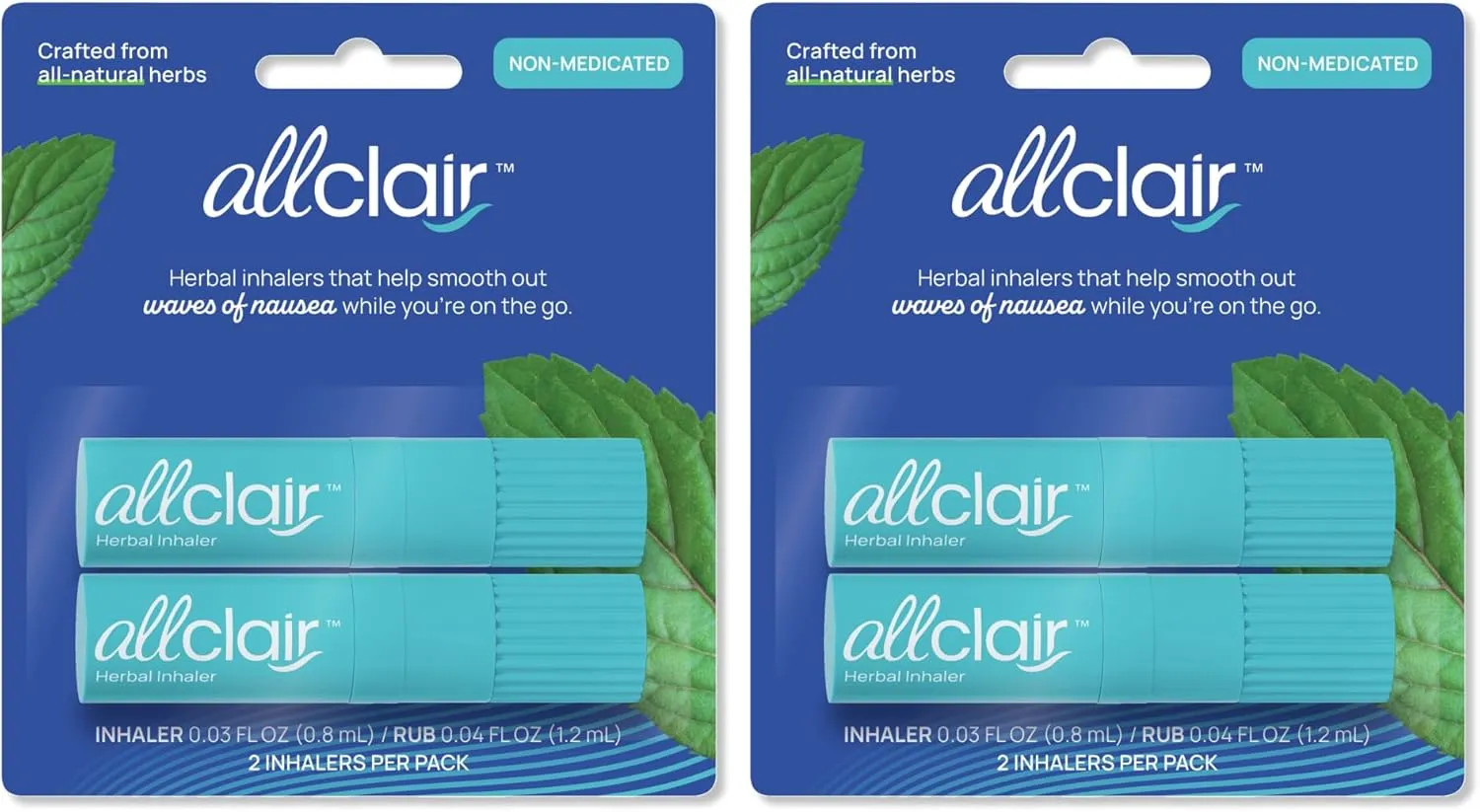 Nausea Relief Inhaler - All-Natural Remedy for Motion Sickness, Morning Sickness, Stress, and Queasiness - Fast-Acting, Drug-Free, Non-Drowsy & Portable Travel Essential - Pack of 4 Inhalers