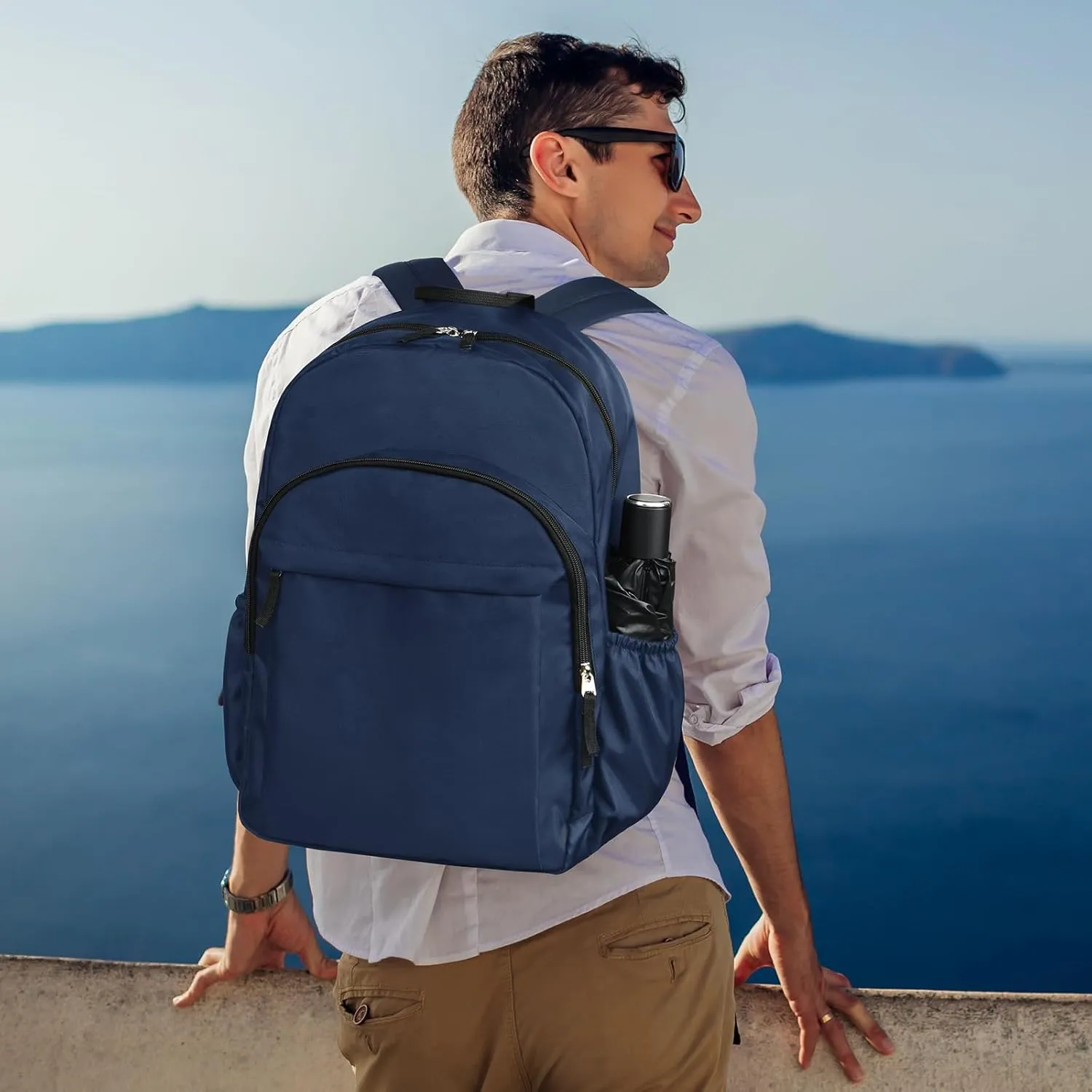 Navy Blue Backpack for School, College, High, Middle School,Water Resistant Bookbag for Teens, Basic Backpack for Daily, Travel, Work, Business Laptop Backpack for Men Women (Navy)