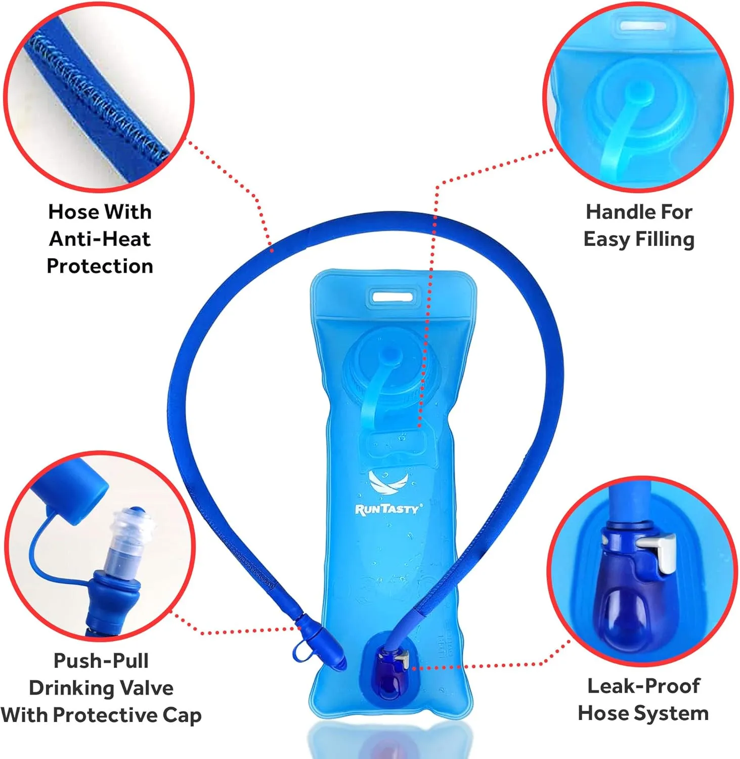 New 1.5L/50 oz. Hydration Bladder Water Storage Bag. Tough TPU Material, Leak-Proof, Side Handle for Convenient Filling, Easy Push-Pull Mouthpiece!