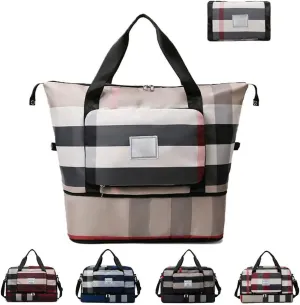 New Foldable Dry/Wet Separation Travel Bag Large Capacity Folding Travel Bag Lightweight Waterproof Foldable Travel Duffel Bag Luggage Tote Handbag Oxford Fabric Bag for Women and Men (Grey)