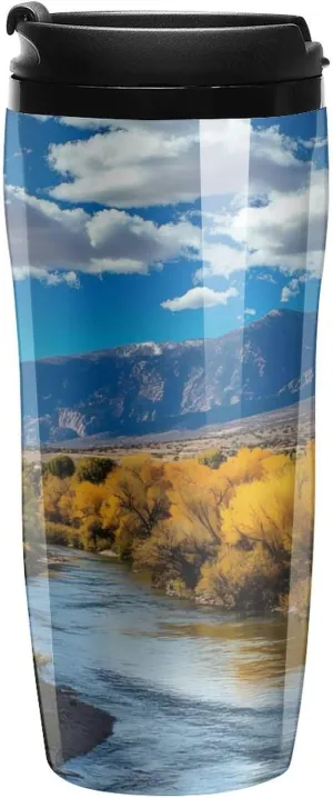 New Mexico Mountain Prints Coffee Mug with Lid Portable Tumbler Water Bottle for Travel Business 350ml