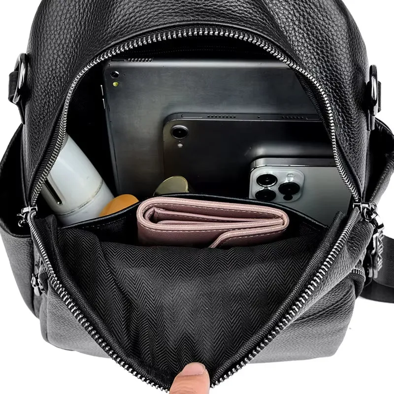 New Real Leather Backpack for Women Cowhide Travel Bag pack High Capacity School Bag