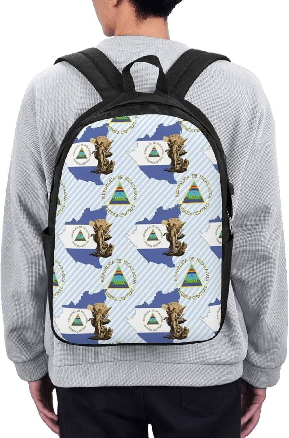 Nicaragua Flag Map St Michael the Archangel Angel Laptop Backpacks Travel Backpack Casual Business Daypack Sport Rucksack Computer Bag Fits up to 17 Inch Notebook with USB Port