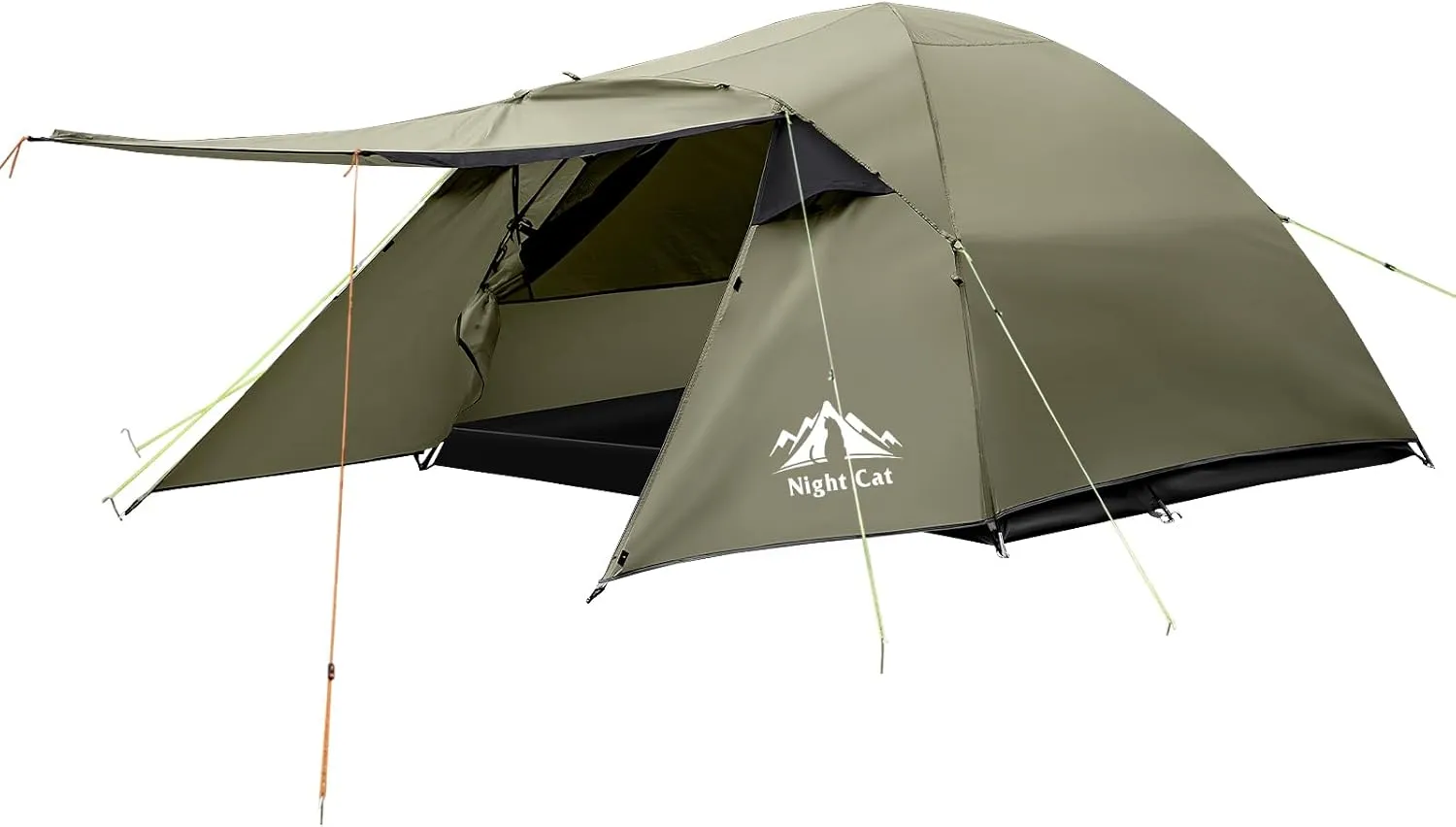Night Cat Camping Tent 2 3 Persons with Porch Family Backpacking Tent Double Layers Waterproof Easy Clip Setup 7x6x4.3ft Porch Pole Not Inlcuded