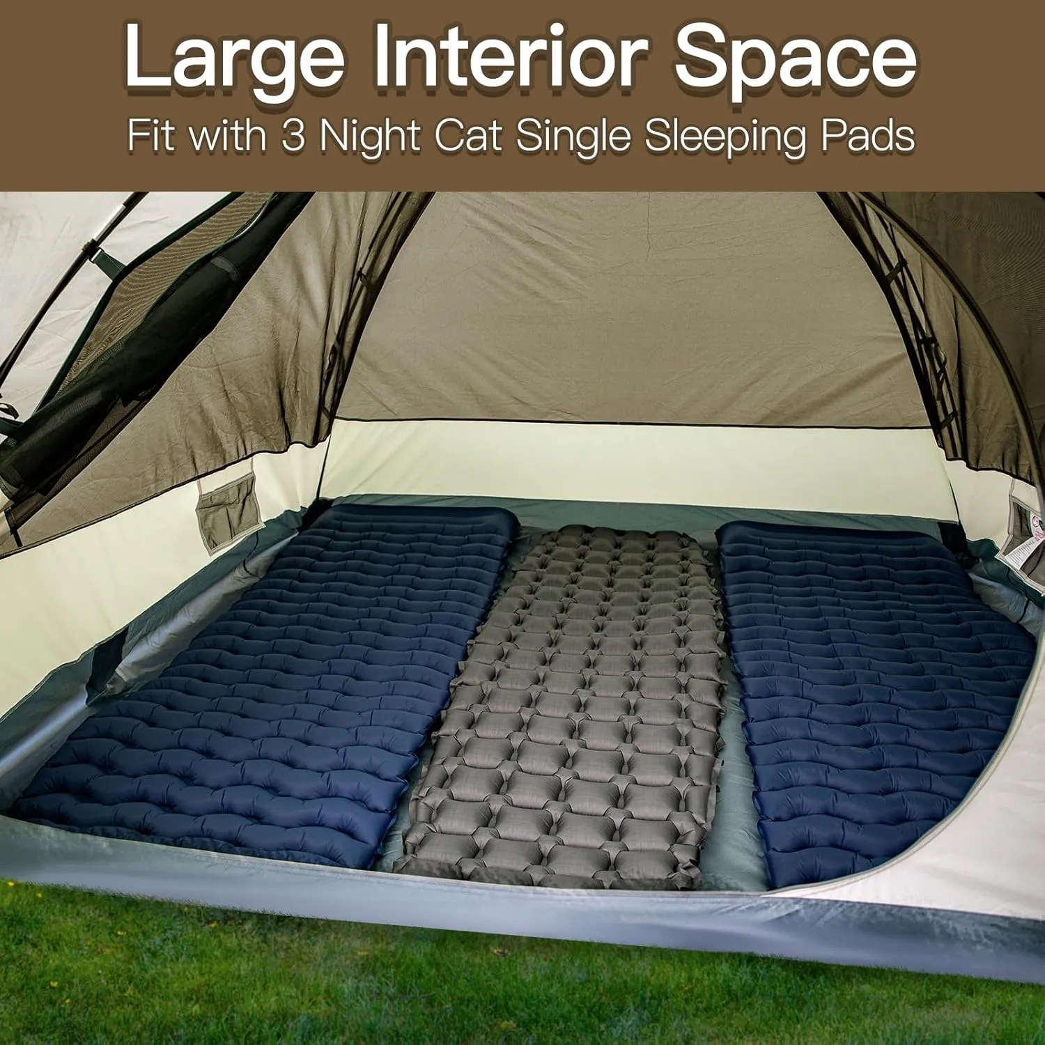 Night Cat Camping Tent 2 3 Persons with Porch Family Backpacking Tent Double Layers Waterproof Easy Clip Setup 7x6x4.3ft Porch Pole Not Inlcuded