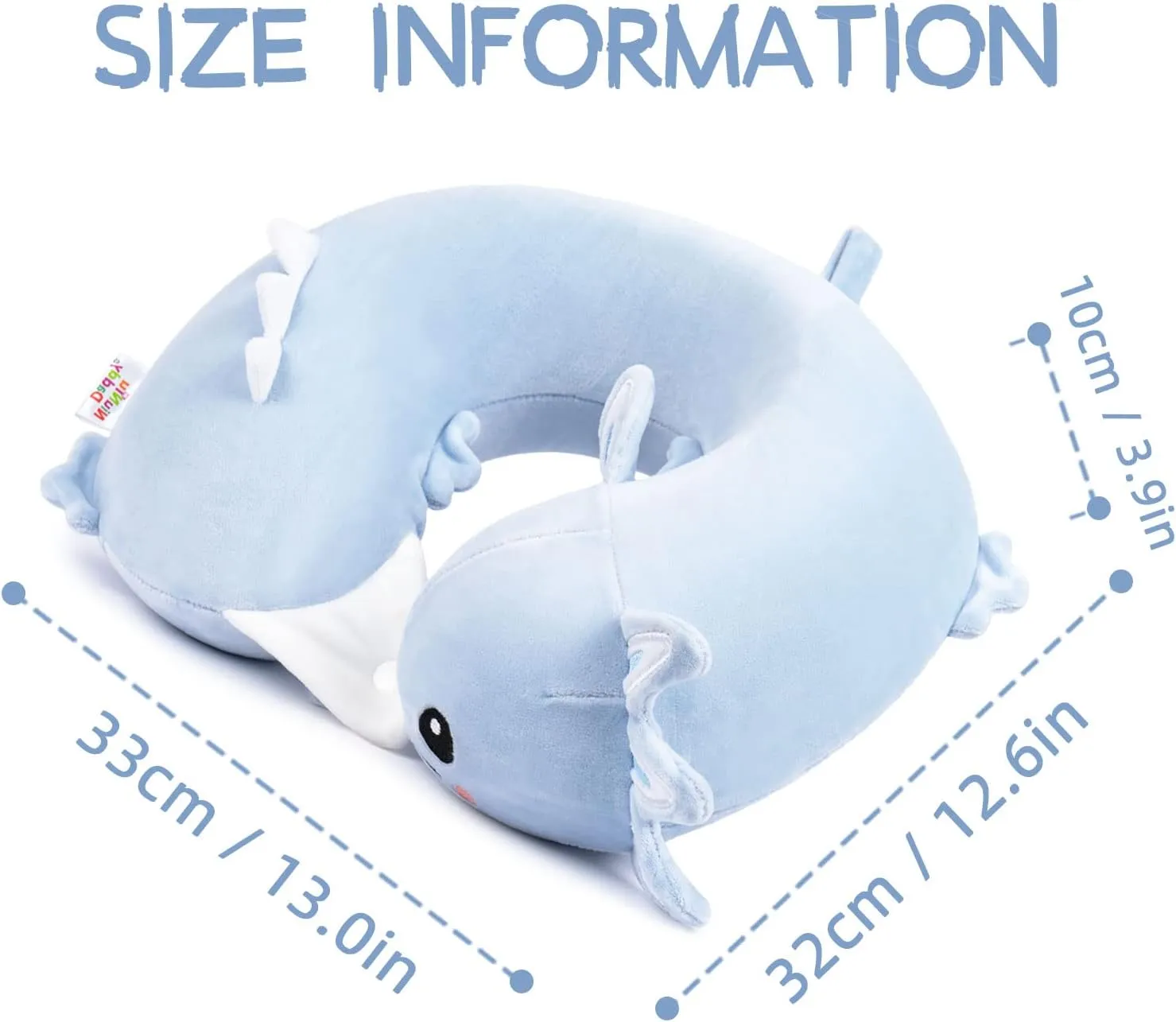 Niuniu Daddy Axolotl Neck Pillow for Traveling, Memory Foam Cervical Travel Neck Support Pillows Portable for Airplane Car Sleep, Long Trip Age 8  Children with Boys Girls Including Adults