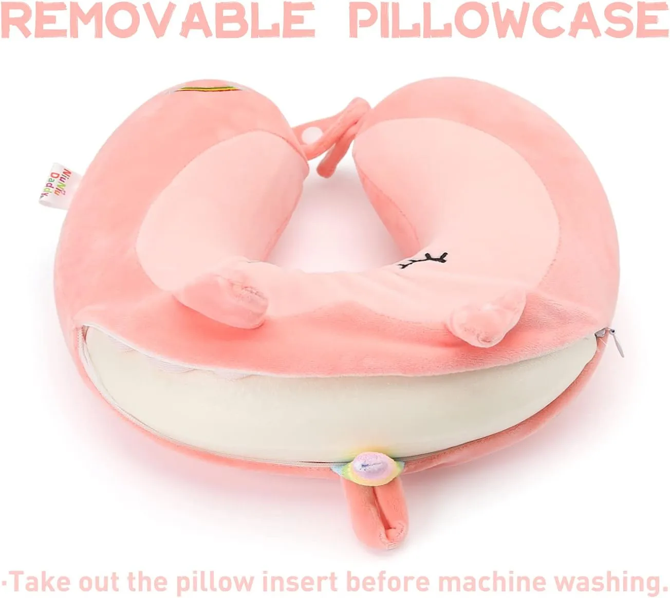 Niuniu Daddy Neck Pillow for Traveling, Pure Memory Foam Travel Neck Support Pillows for Airplane, Car Headrest Sleep - Age 8  Children Kids Including Adults - Unicorn Travel Pillow