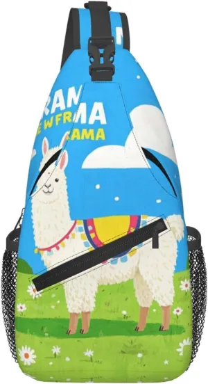 No Drama Llama Print Men's and Women's Crossbody Bags, Casual and Fashionable Single Shoulder Backpacks,Suitable for Hiking Chest Bags