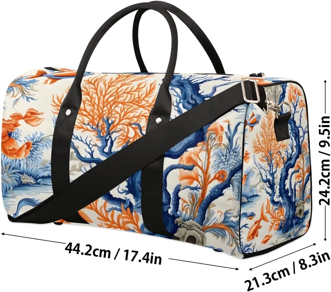 Ocean Fish Coral Foldable Lightweight Duffle Bag for Travel - Waterproof Carry On Bags for Airplanes, Travel Duffel Bags for Gym, Weekend