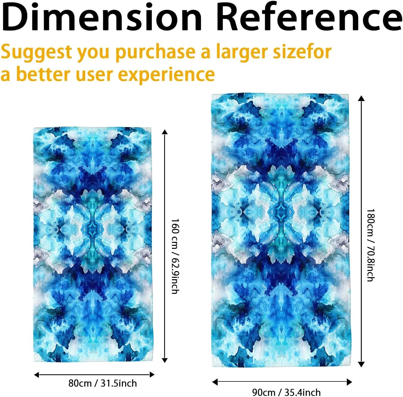 Ocean Waves Microfiber Beach Towel Blue Abstract Watercolor Design Quick Dry Absorbent Soft Lightweight Sand Free Bath Blanket Pool Travel Picnic Essentials 62x31 Inch