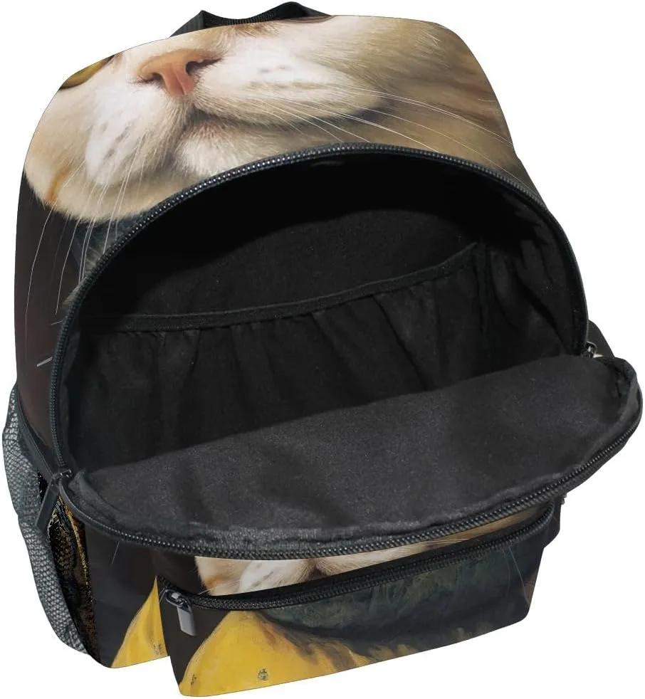ODAWA Funny Cat Imitate Paintings Girls Backpack for Kids 6-8 Toddler Bookbag