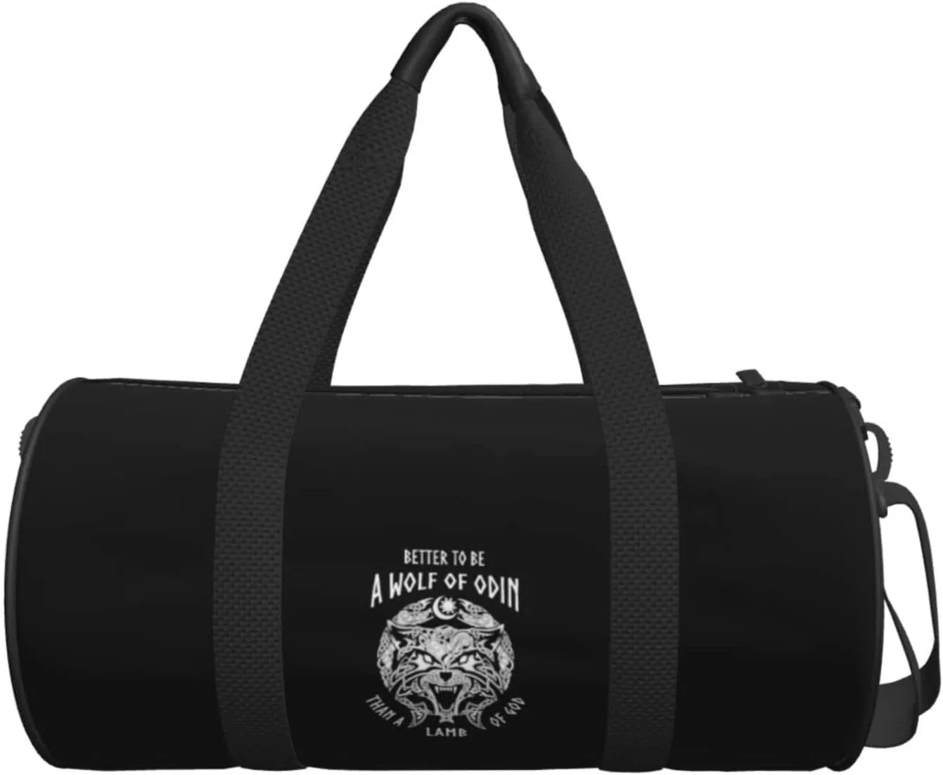 Odin Viking Norse Wolf Travel Luggage Duffel Bag Sports Rolling Foldable Duffel Bag, Black