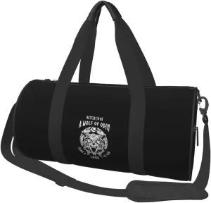 Odin Viking Norse Wolf Travel Luggage Duffel Bag Sports Rolling Foldable Duffel Bag, Black
