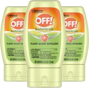 OFF! Botanicals Insect Repellent Lotion, 3 Pack, Plant-Based Bug and Mosquito Repellent, 4 oz
