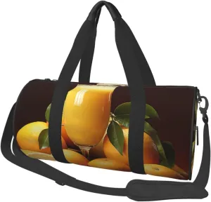 Orange juice Travel Duffle Bag Carry On Weekender Overnight Bag Sport Gym Bag for Women Men Foldable Travel Duffle Round Duffle Bag for Travel Sports Gym