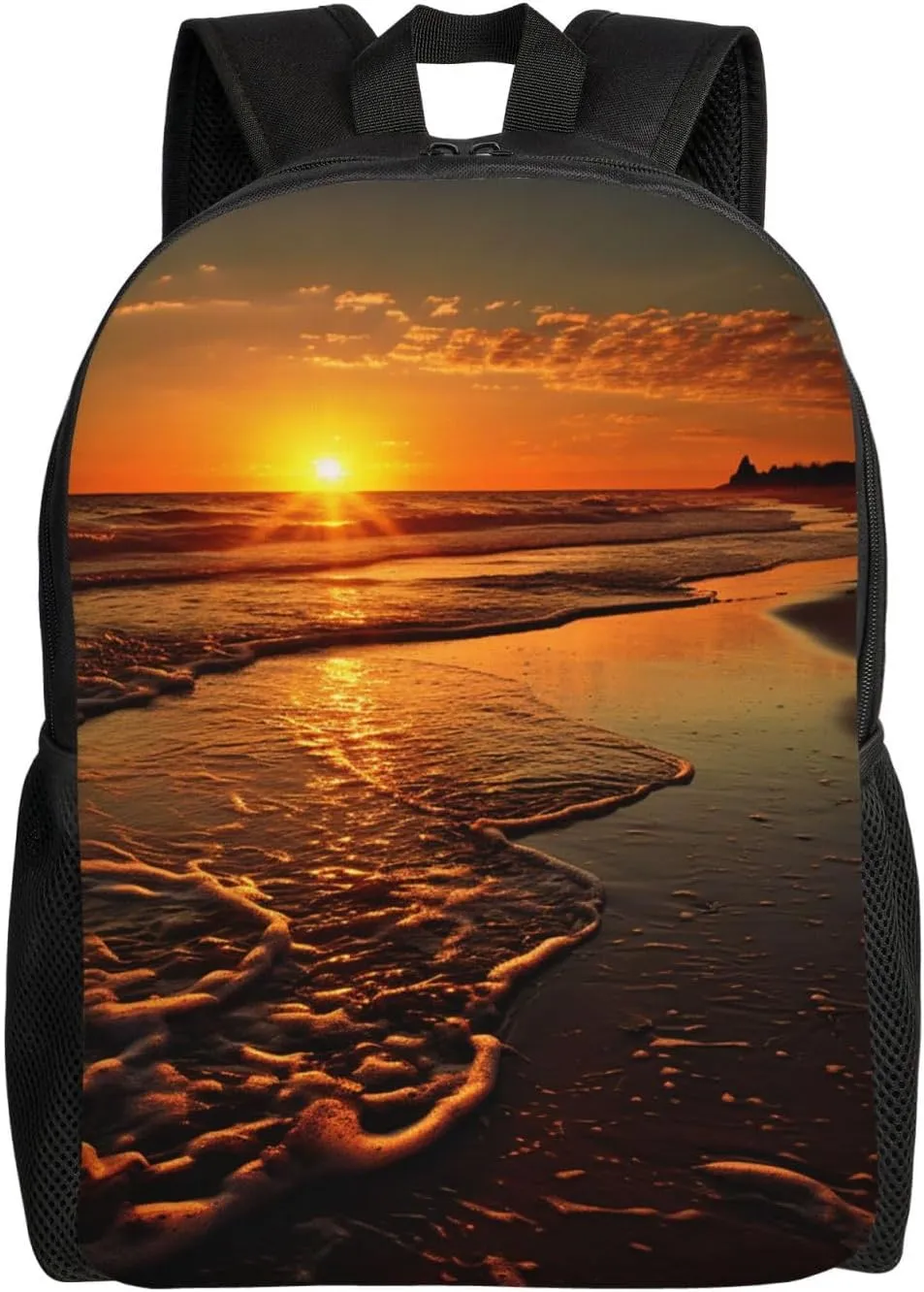 Orange Sunrise Beach Travel Backpack for Women Men Large Laptop Bag 16.1Inch College Bag Casual Daypack