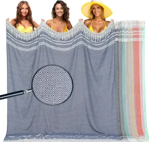 Oversized Cotton Turkish Beach Towel Blanket Giant XL Sandproof Boho Sand Free Towels Huge Jumbo XXL Extra Large Big Throw Quilt Blankets Cloud Blue