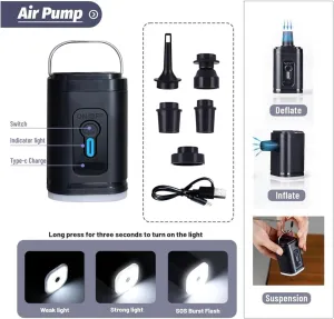 Oxford Airback Vacuum Seal Compression Backpack 60L Expandable Vacpack Water Resistant TSA Lock Airbag Black (Electric Air Pump Included)