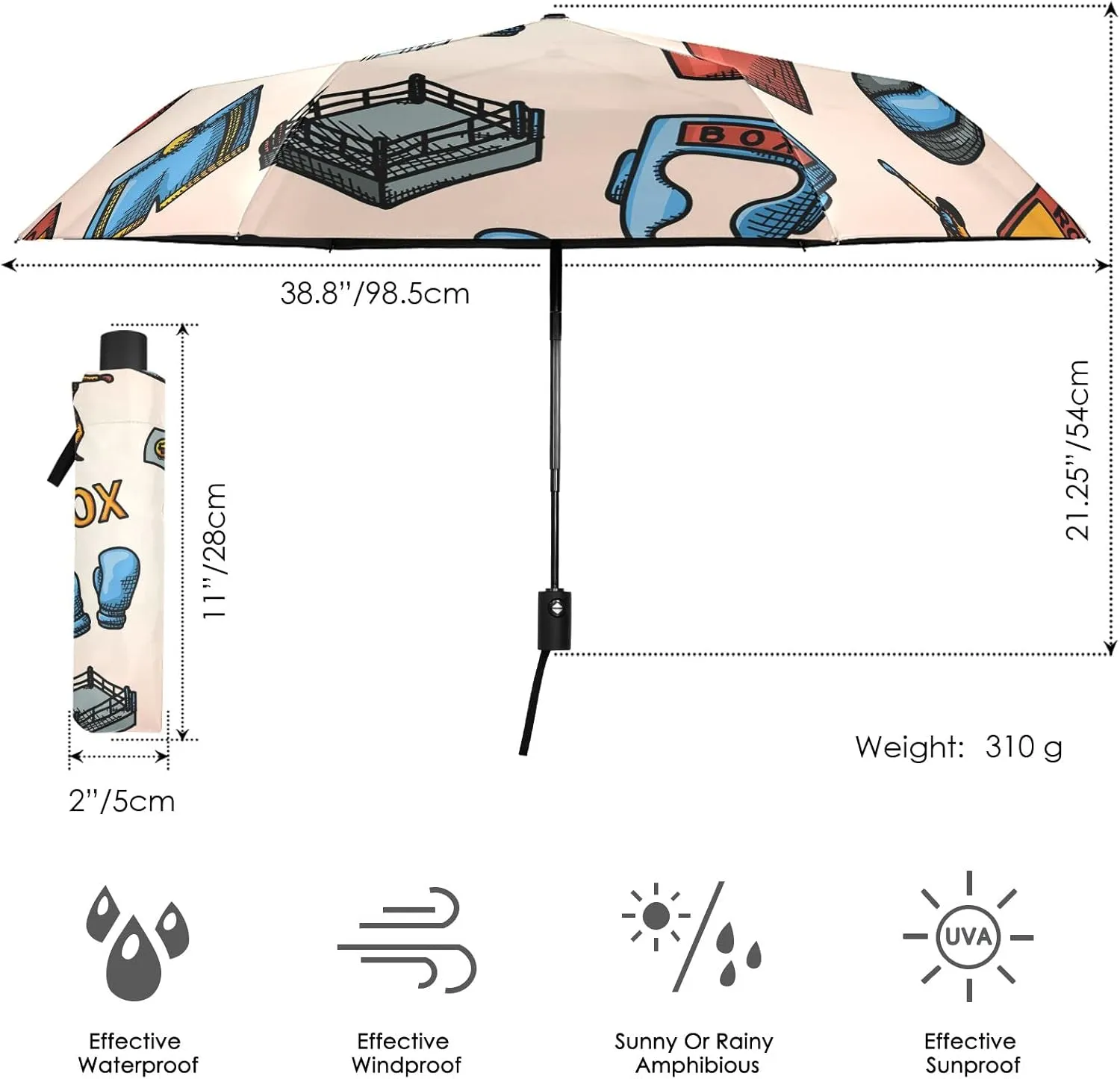 Oyihfvs Automatic Lightweight Folding Umbrella, Auto Open/Close Portable Sun Travel Parasol, Compact Anti-UV Strong Rain Umbrella