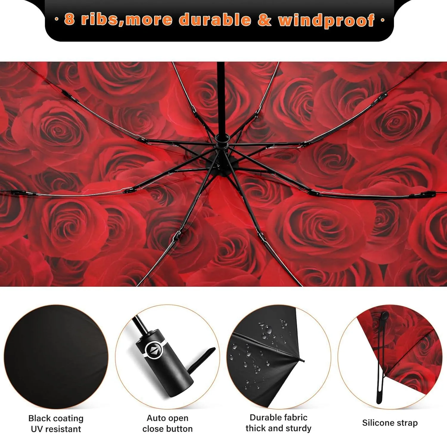 Oyihfvs Automatic Umbrella, Folding Umbrella Reinforced Anti-UV Sun rain Auto Open/Close