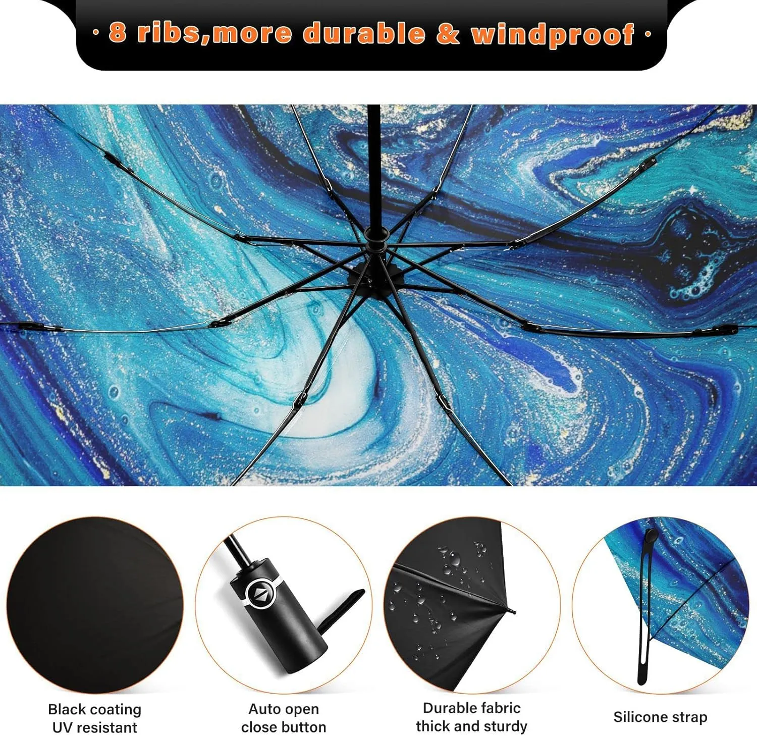 Oyihfvs Automatic Umbrella, Folding Umbrella Reinforced Anti-UV Sun rain Auto Open/Close
