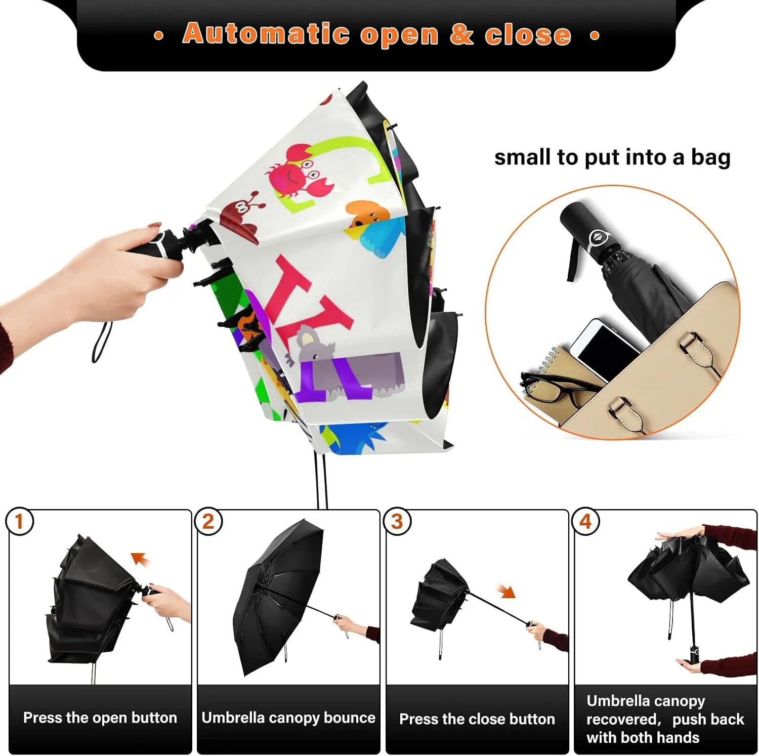 Oyihfvs Automatic Umbrella, Folding Umbrella Reinforced Anti-UV Sun rain Auto Open/Close