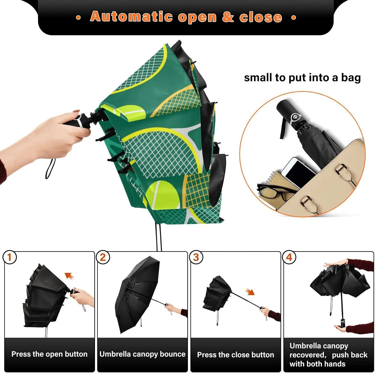 Oyihfvs Automatic Umbrella, Folding Umbrella Reinforced Anti-UV Sun rain Auto Open/Close