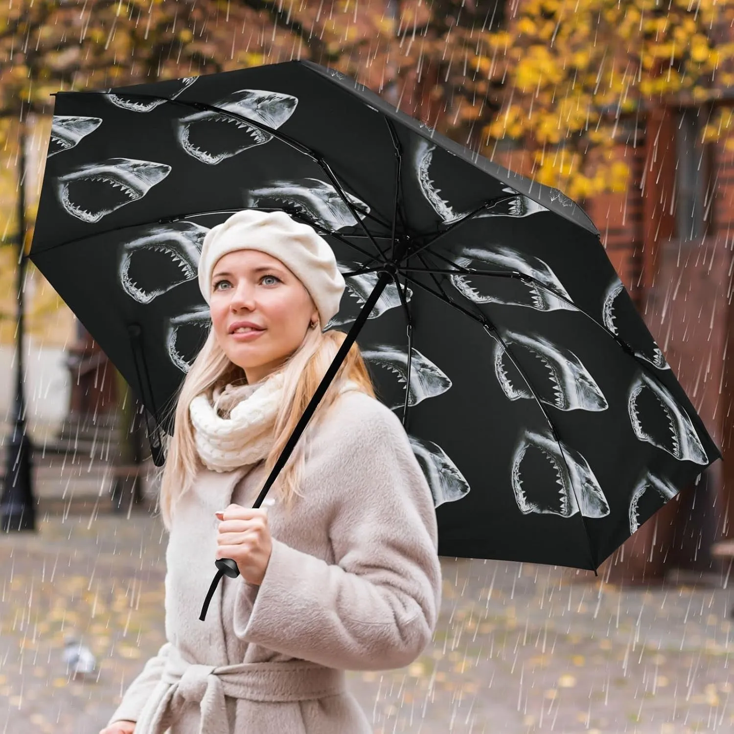 Oyihfvs Automatic Umbrella, Folding Umbrella Reinforced Anti-UV Sun rain Auto Open/Close