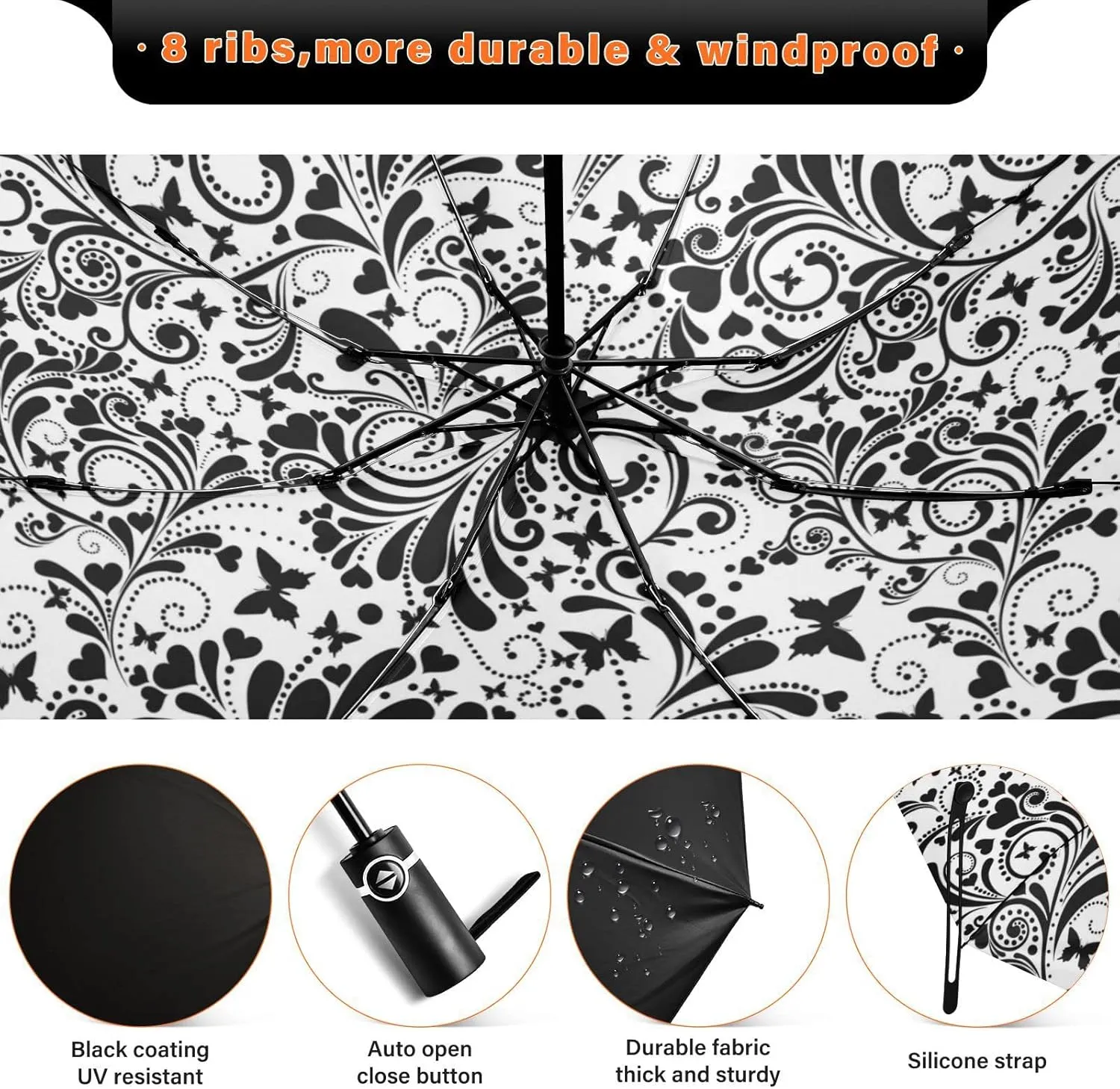 Oyihfvs Automatic Umbrella, Folding Umbrella Reinforced Anti-UV Sun rain Auto Open/Close
