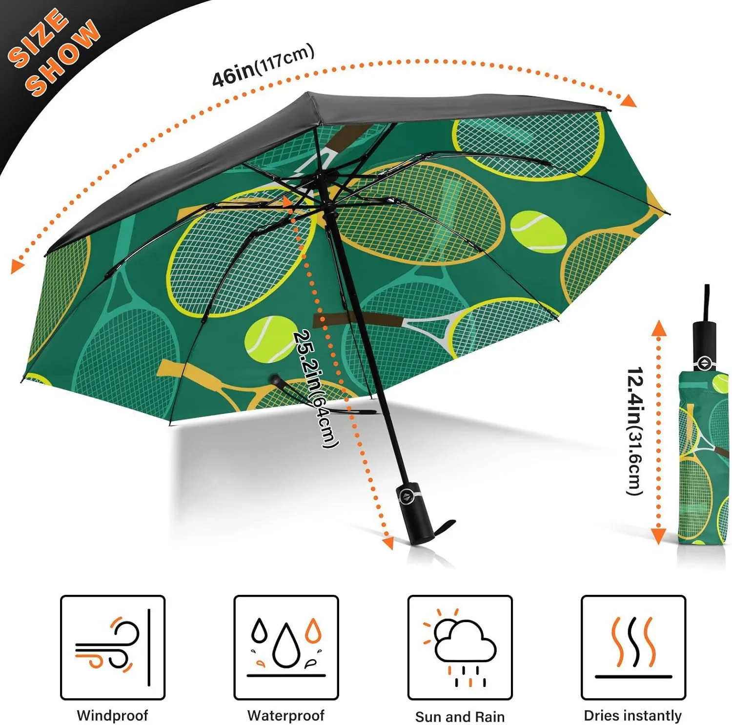 Oyihfvs Automatic Umbrella, Folding Umbrella Reinforced Anti-UV Sun rain Auto Open/Close