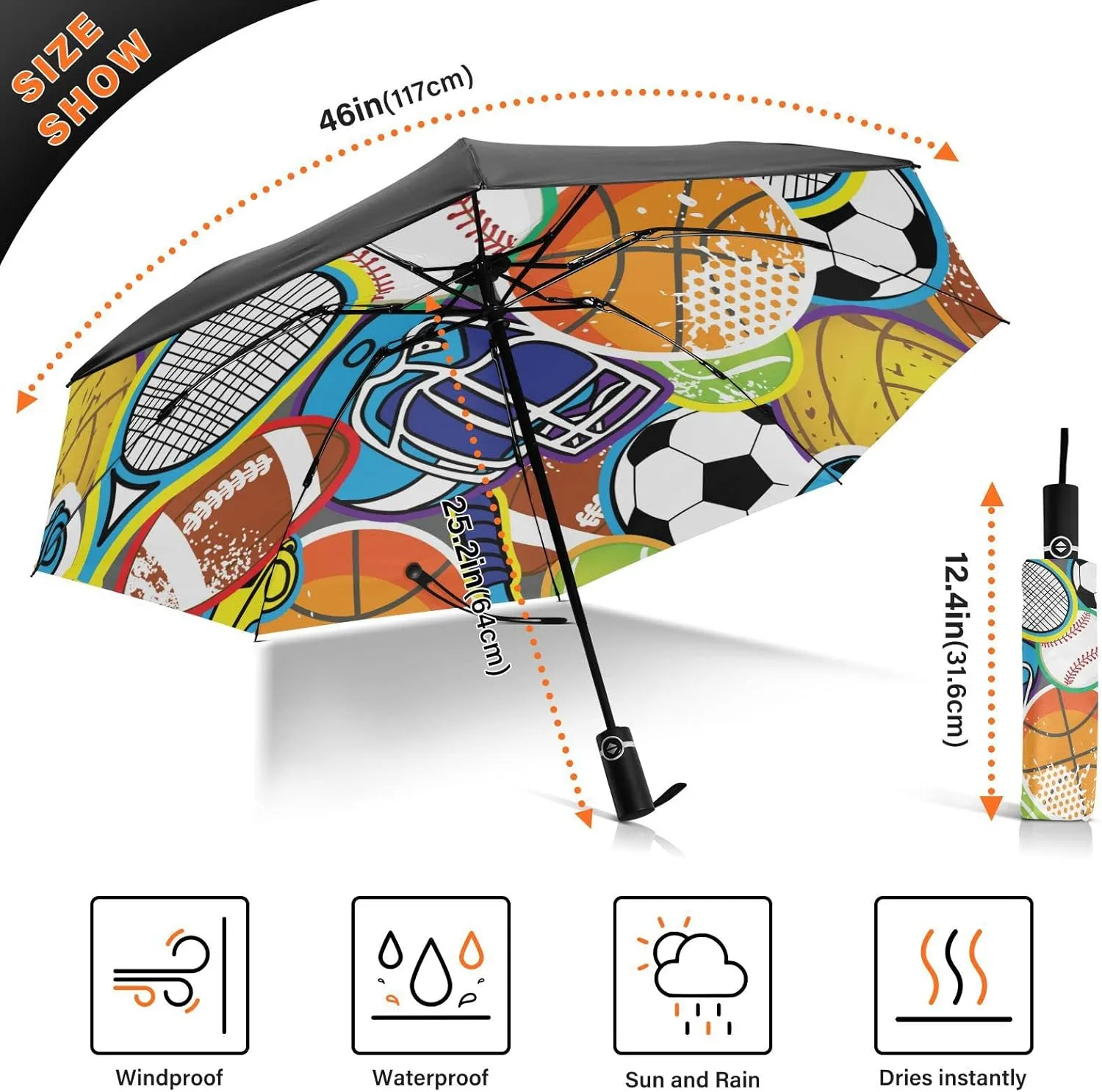 Oyihfvs Automatic Umbrella, Folding Umbrella Reinforced Anti-UV Sun rain Auto Open/Close